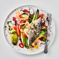 Grilled bream with grapefruit salad